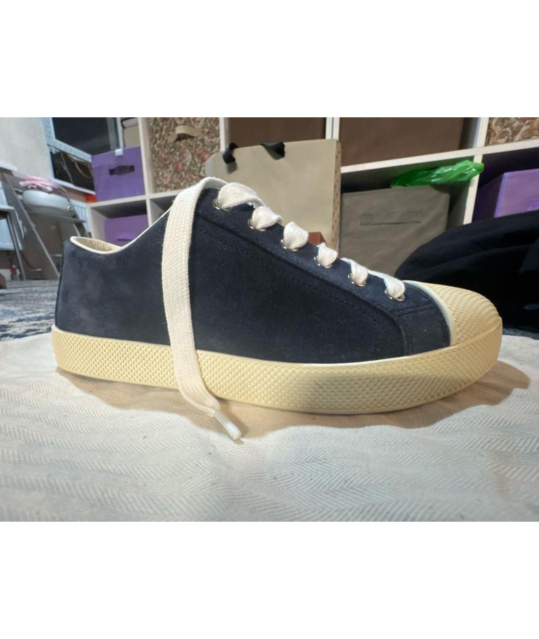 PRADA Темно-синие замшевые кроссовки, фото 6