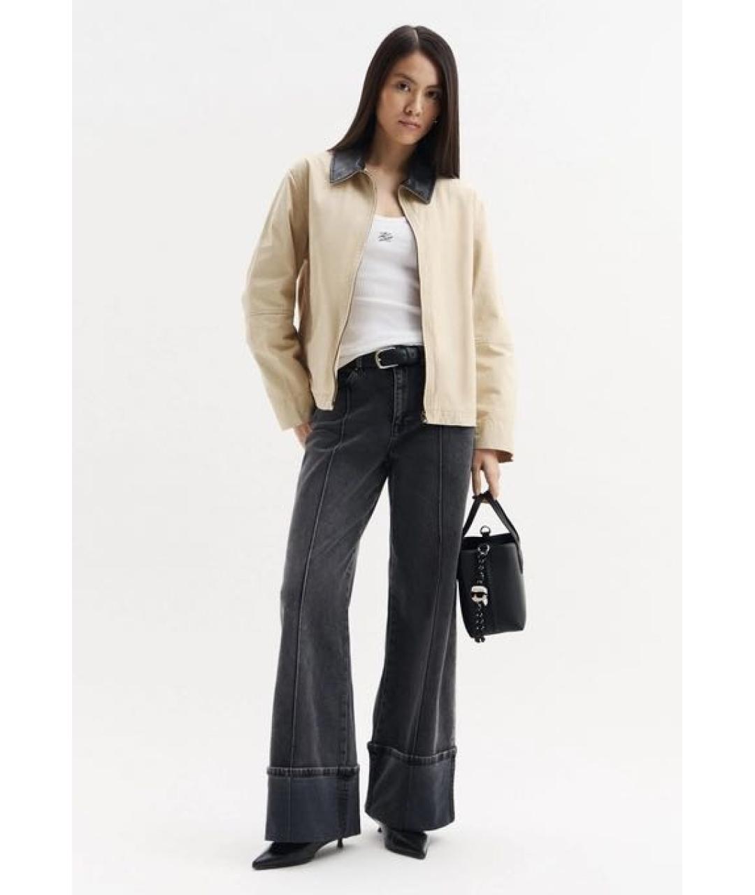 KARL LAGERFELD Серые хлопковые джинсы клеш, фото 4