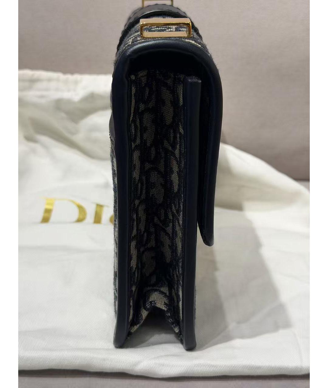 CHRISTIAN DIOR Темно-синяя жаккардовая сумка через плечо, фото 4