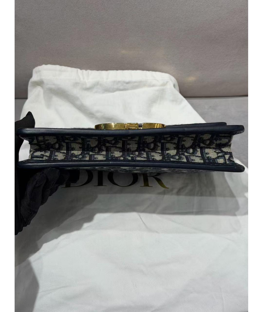 CHRISTIAN DIOR Темно-синяя жаккардовая сумка через плечо, фото 5