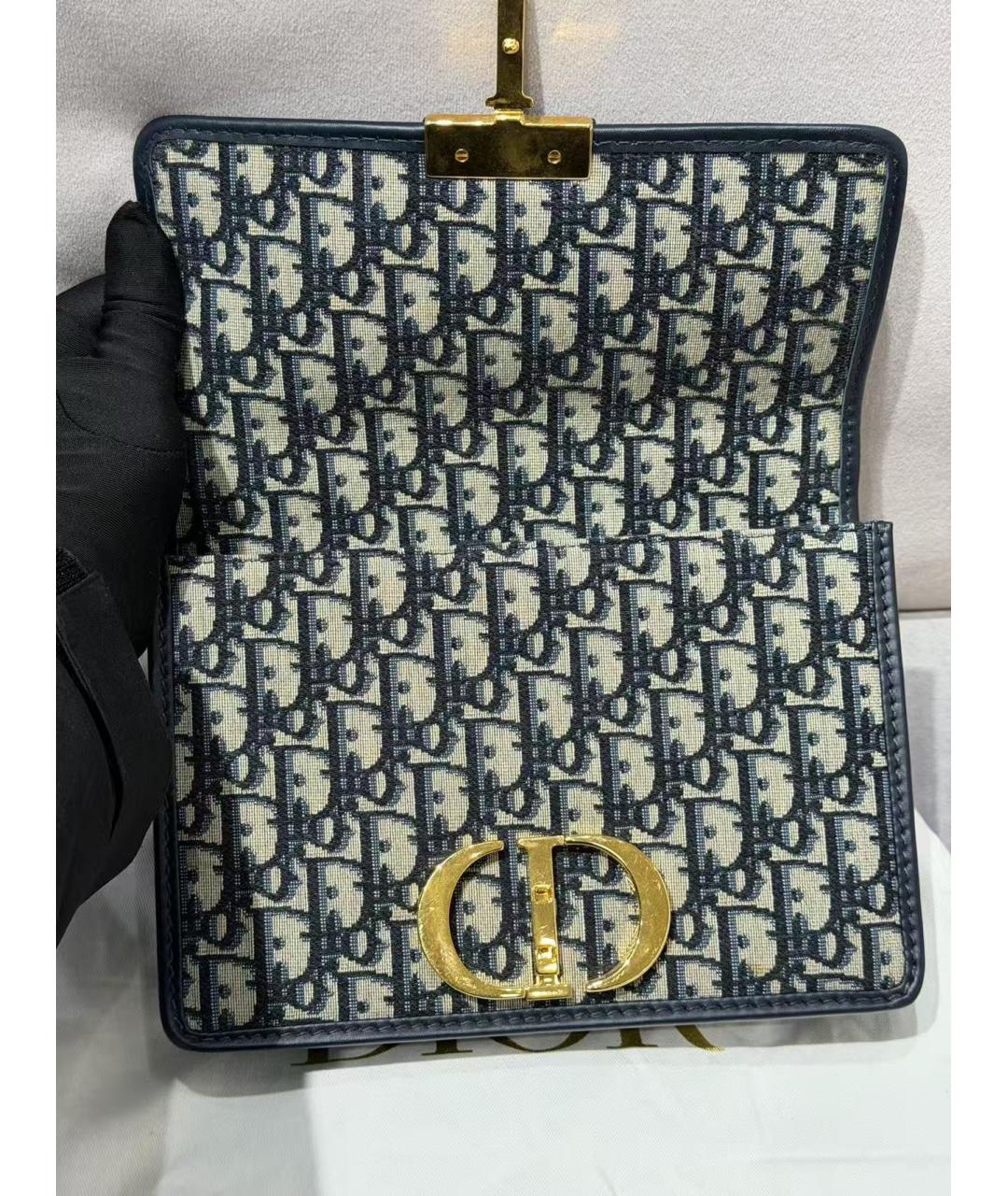 CHRISTIAN DIOR Темно-синяя жаккардовая сумка через плечо, фото 6
