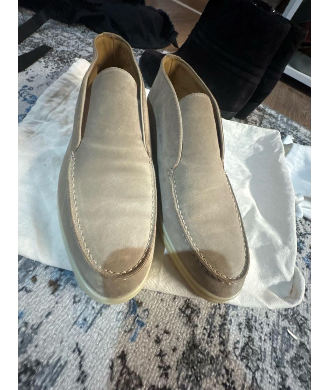 LORO PIANA Бежевые замшевые мокасины, фото 2