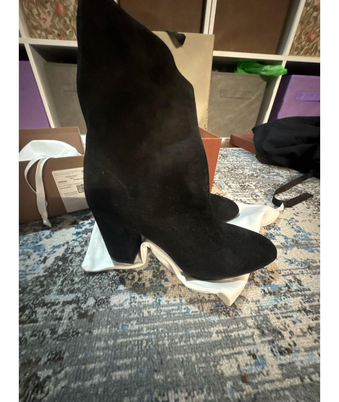 AQUAZZURA Черные замшевые ботильоны, фото 5