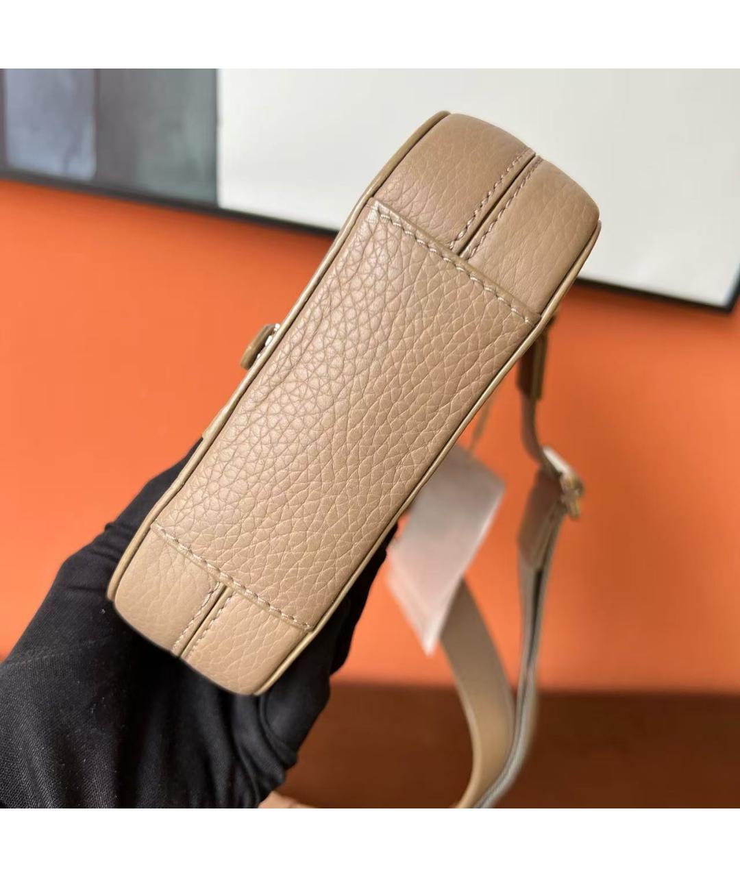 CHRISTIAN DIOR Бежевая кожаная сумка через плечо, фото 4