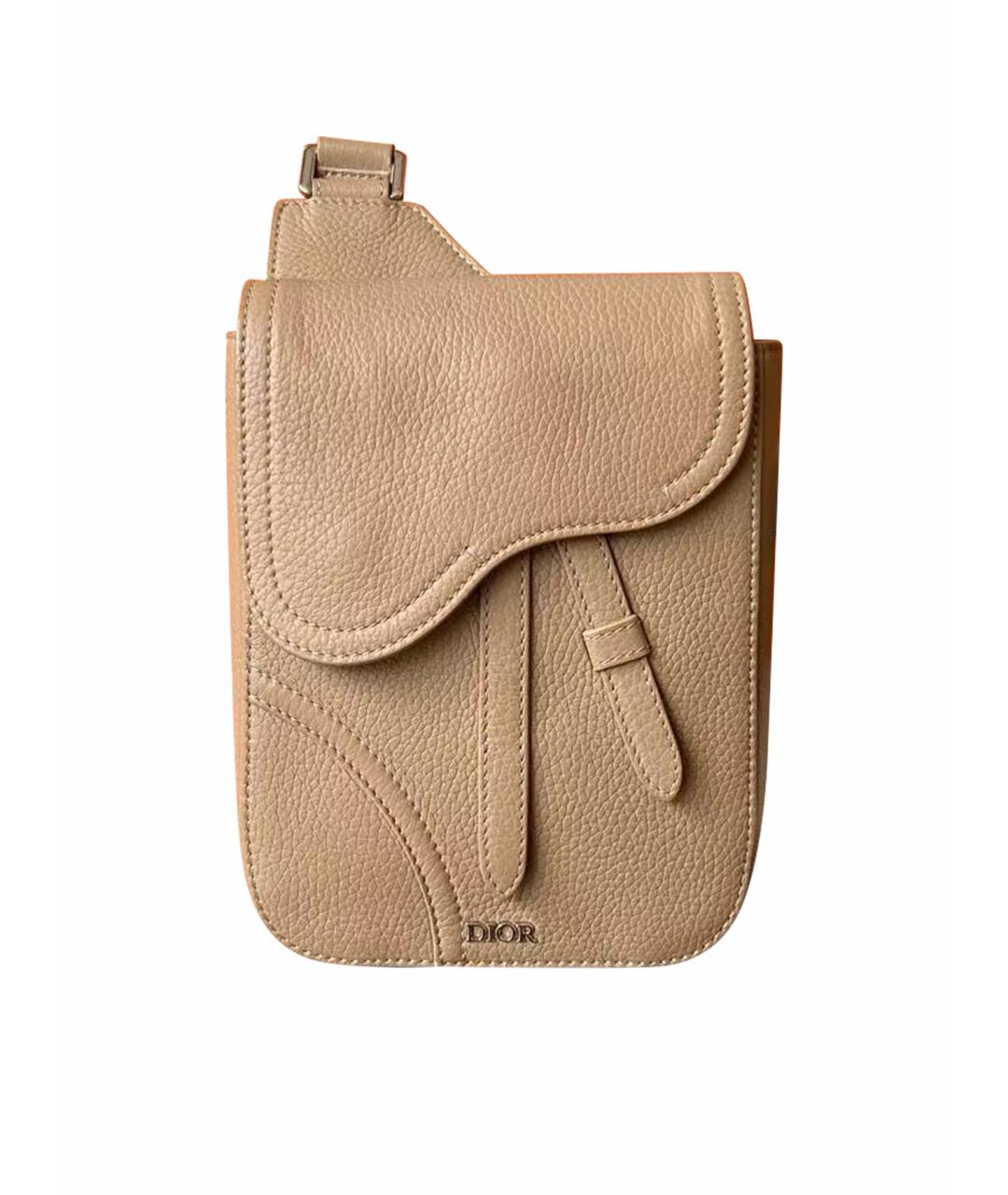 CHRISTIAN DIOR Бежевая кожаная сумка через плечо, фото 1