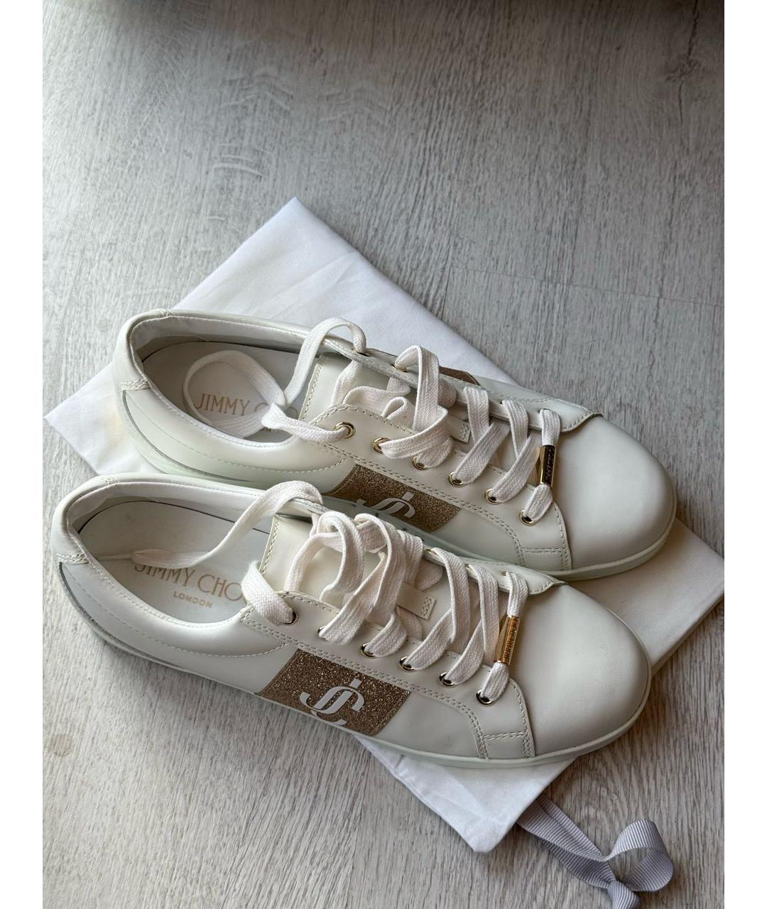 JIMMY CHOO Белые кожаные кеды, фото 4