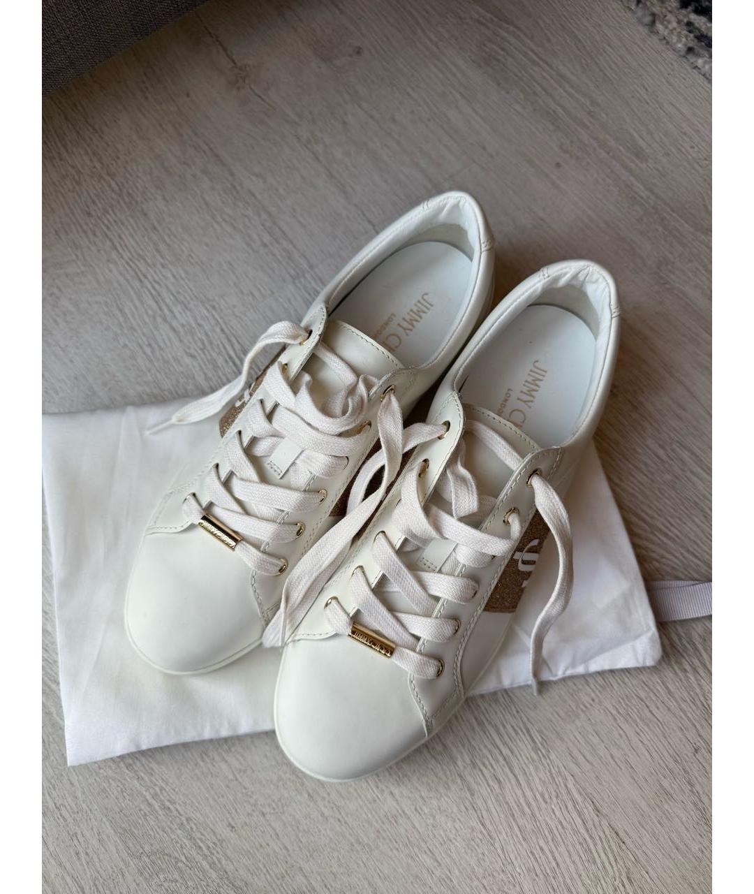 JIMMY CHOO Белые кожаные кеды, фото 2