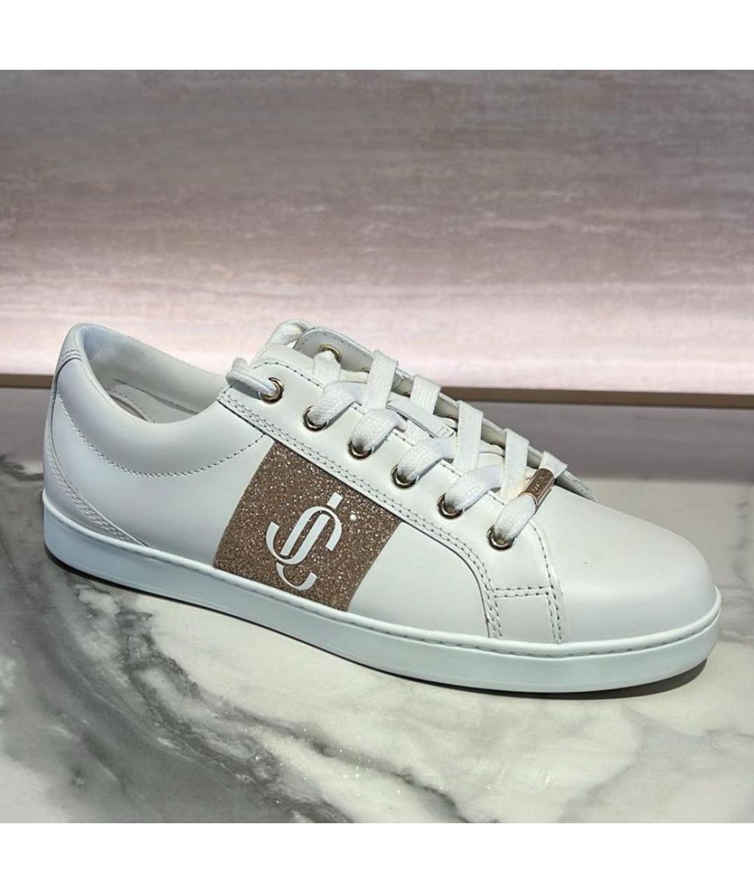 JIMMY CHOO Белые кожаные кеды, фото 9