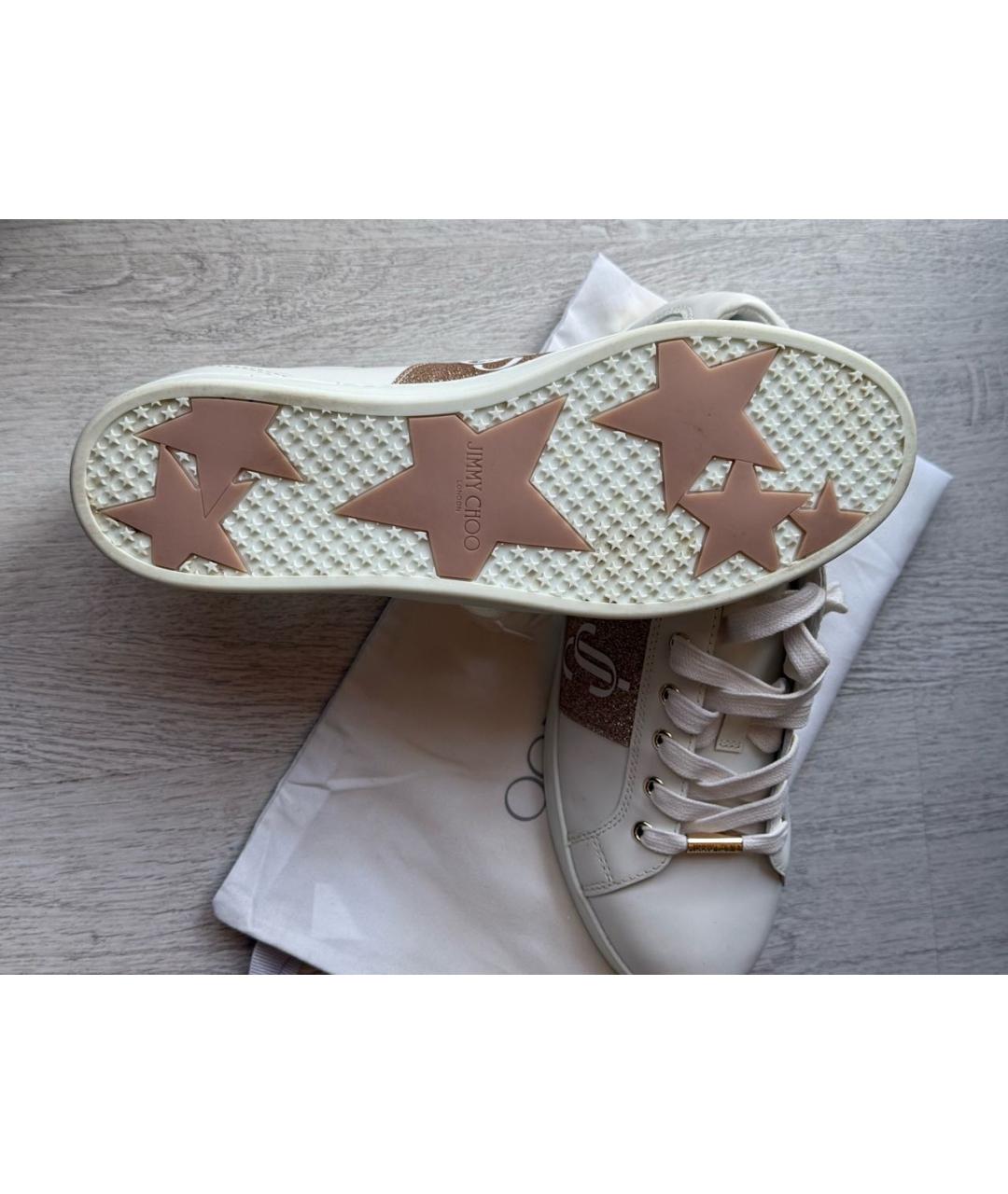 JIMMY CHOO Белые кожаные кеды, фото 7