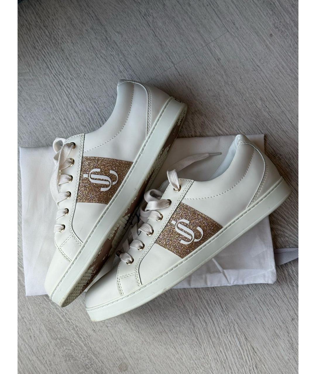 JIMMY CHOO Белые кожаные кеды, фото 3