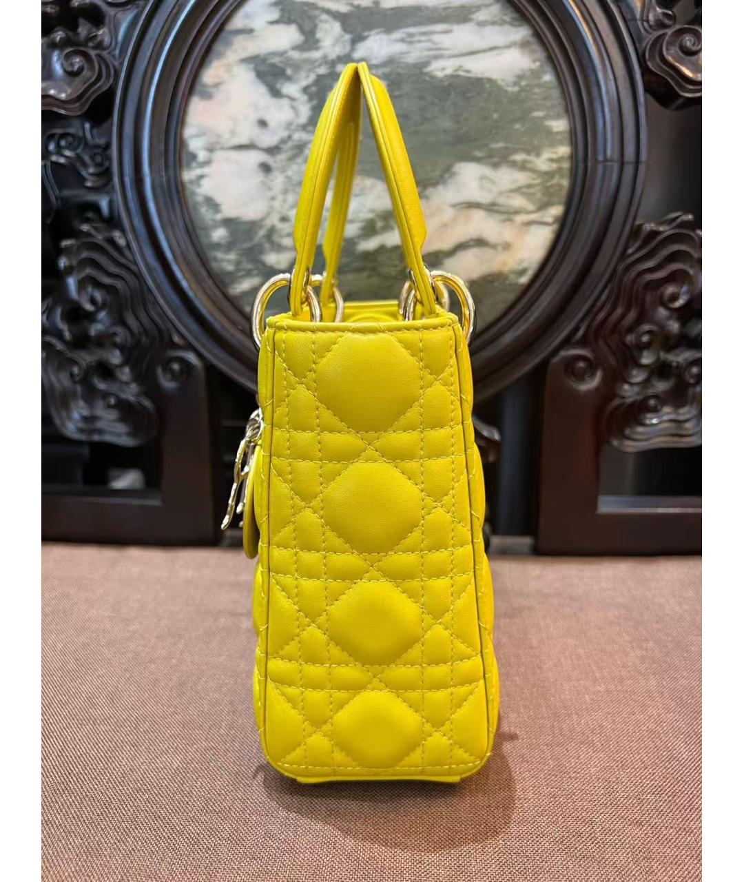 CHRISTIAN DIOR Желтая кожаная сумка через плечо, фото 4