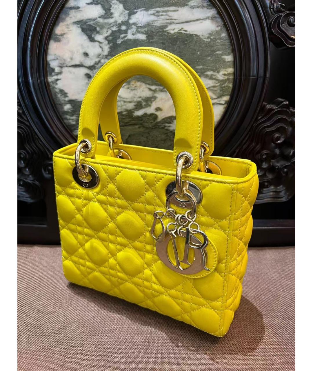 CHRISTIAN DIOR Желтая кожаная сумка через плечо, фото 3