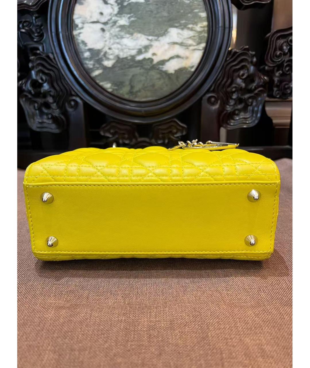 CHRISTIAN DIOR Желтая кожаная сумка через плечо, фото 6