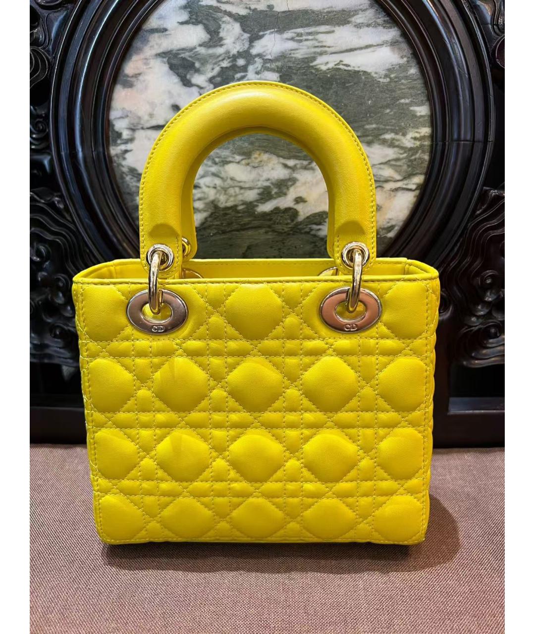 CHRISTIAN DIOR Желтая кожаная сумка через плечо, фото 5