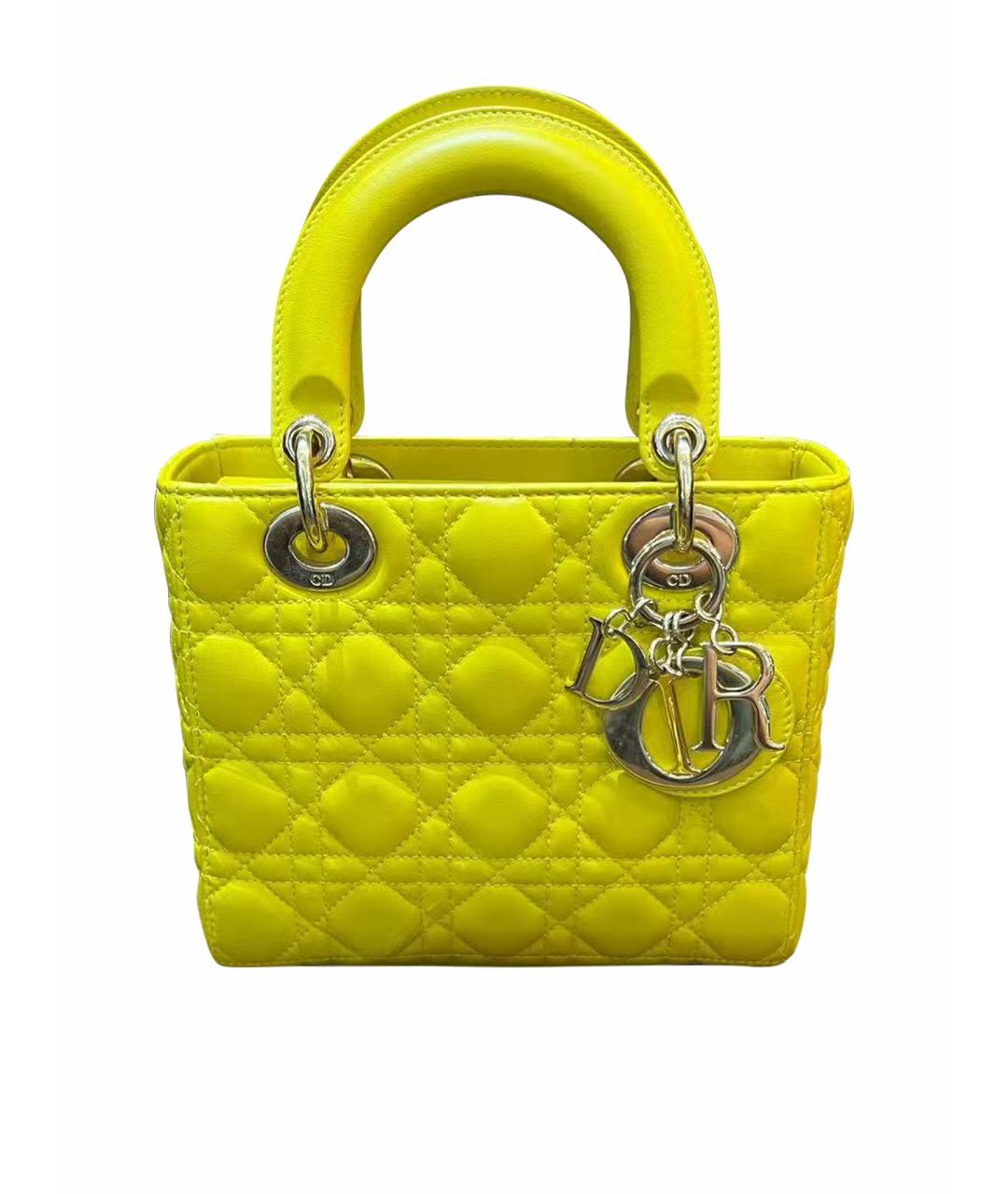 CHRISTIAN DIOR Желтая кожаная сумка через плечо, фото 1