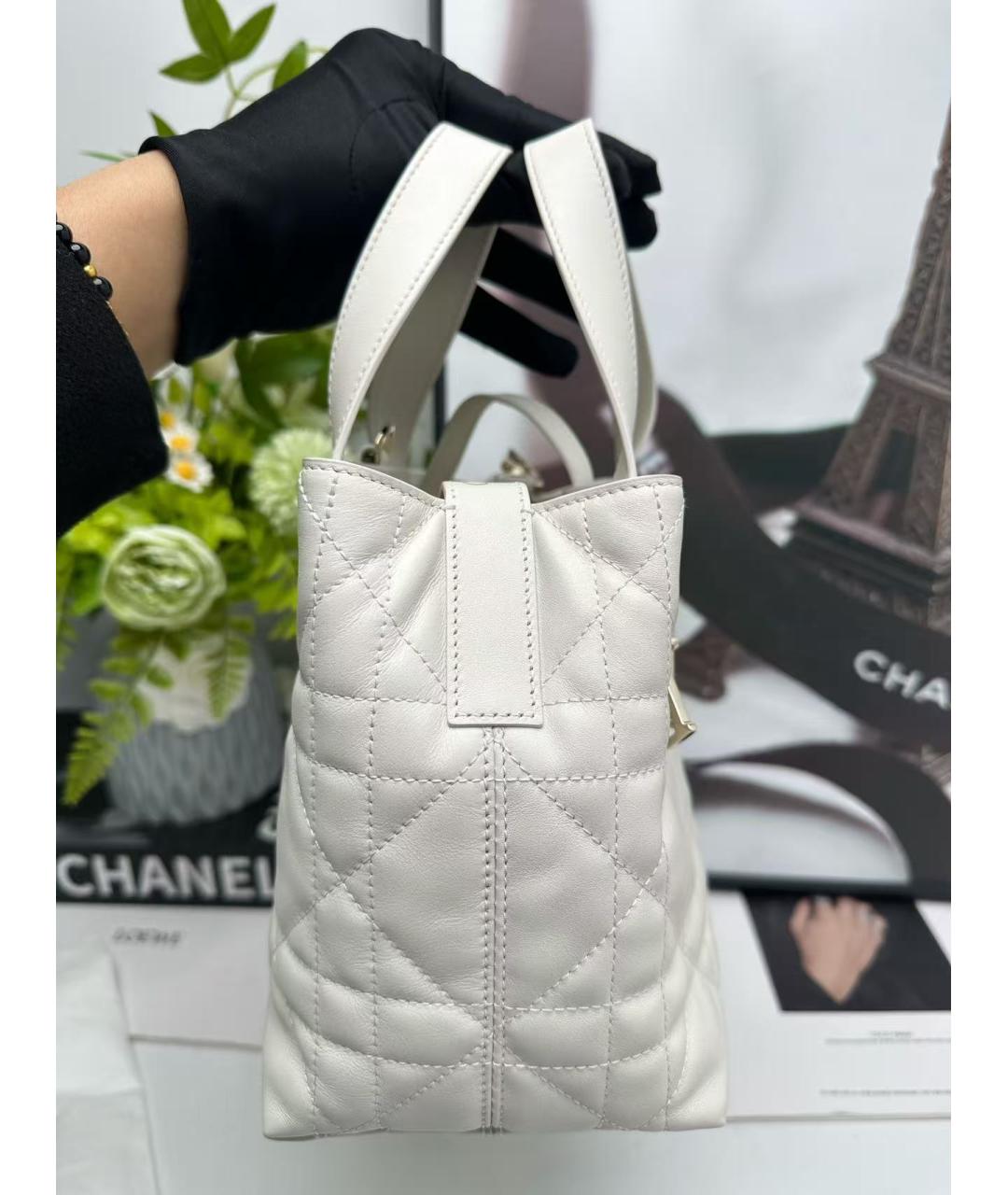 CHRISTIAN DIOR Белая кожаная сумка с короткими ручками, фото 4