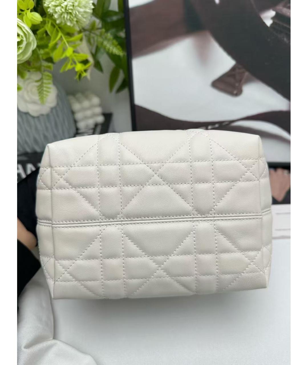 CHRISTIAN DIOR Белая кожаная сумка с короткими ручками, фото 5