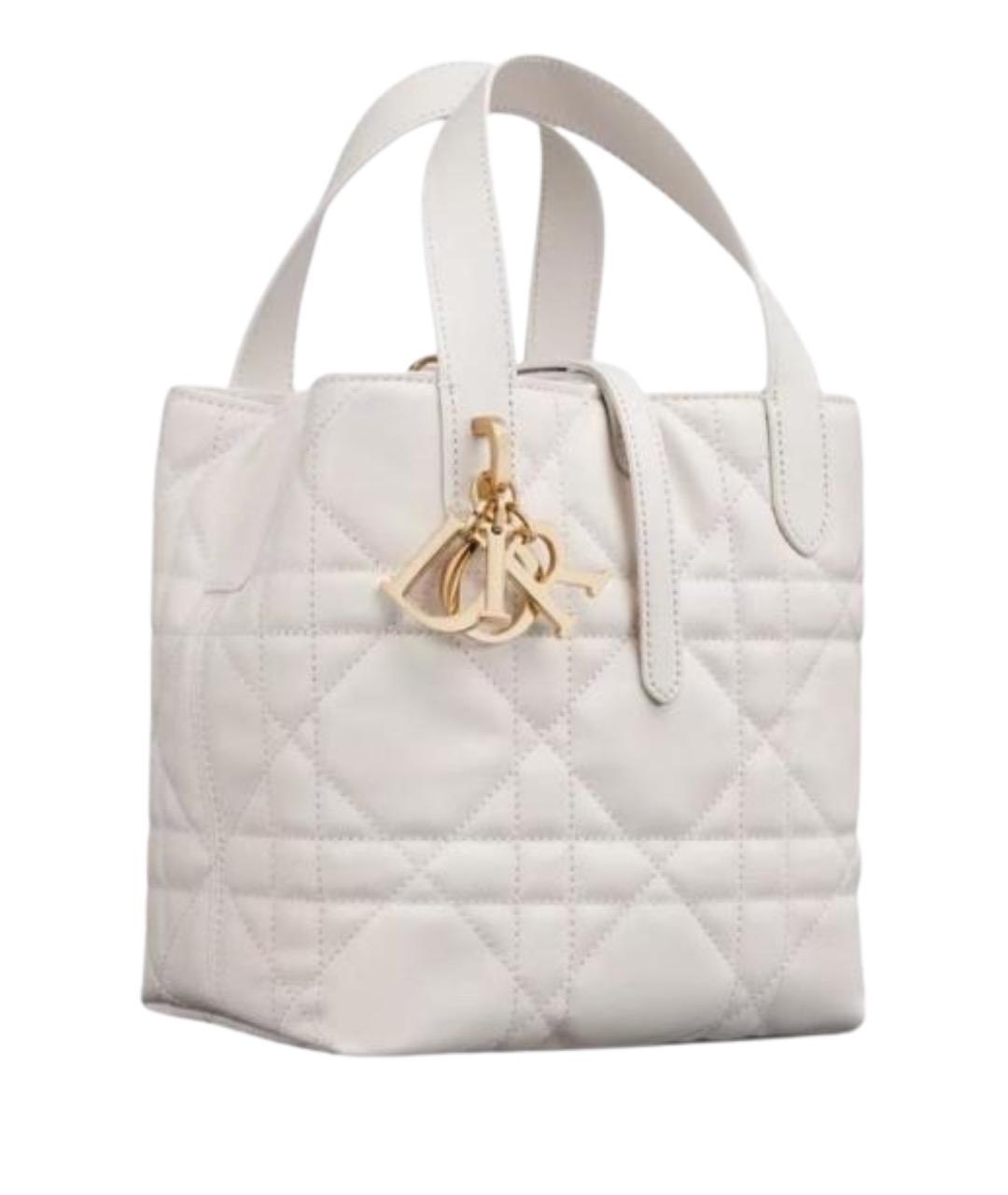 CHRISTIAN DIOR Белая кожаная сумка с короткими ручками, фото 1