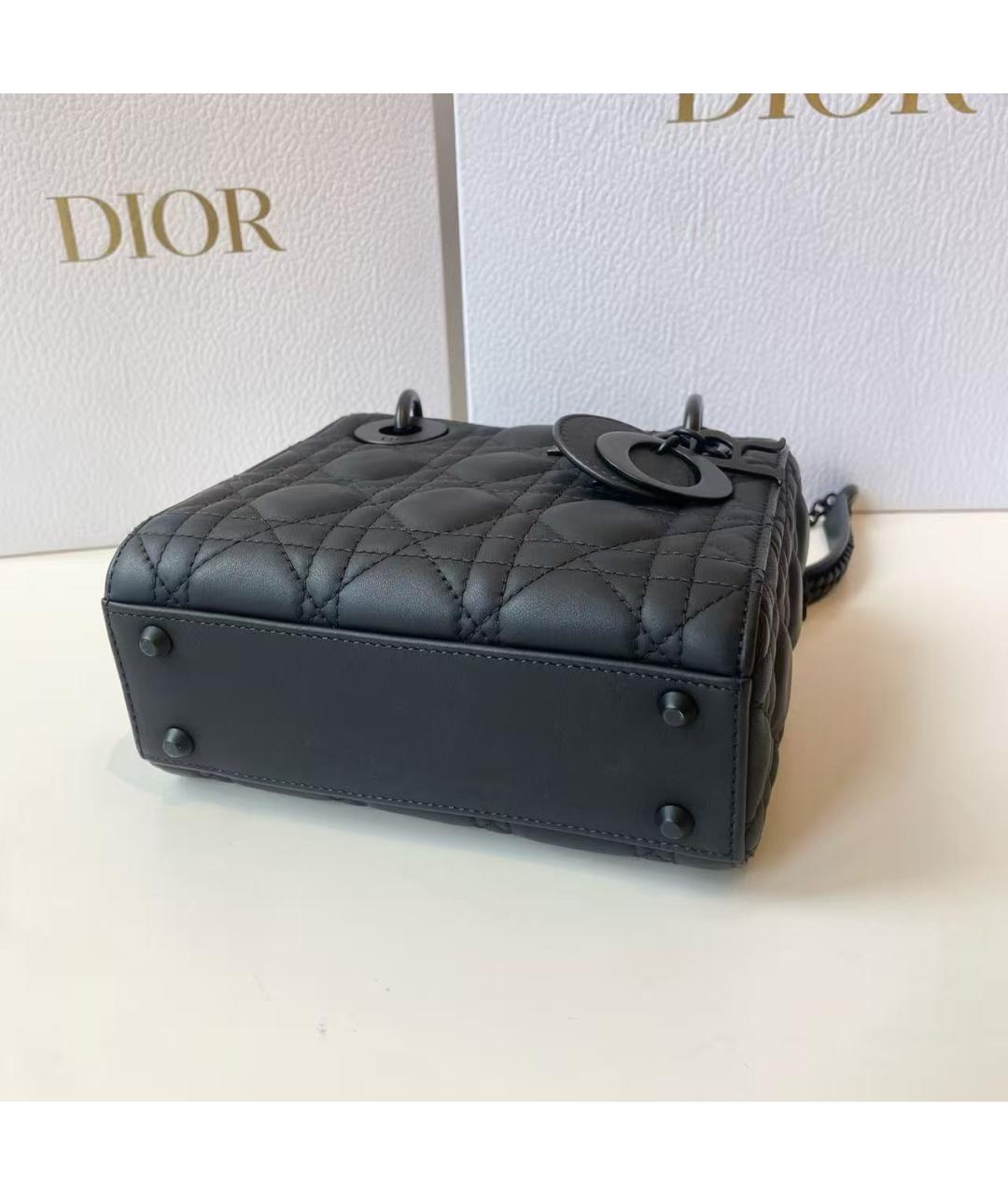 CHRISTIAN DIOR Черная кожаная сумка с короткими ручками, фото 5