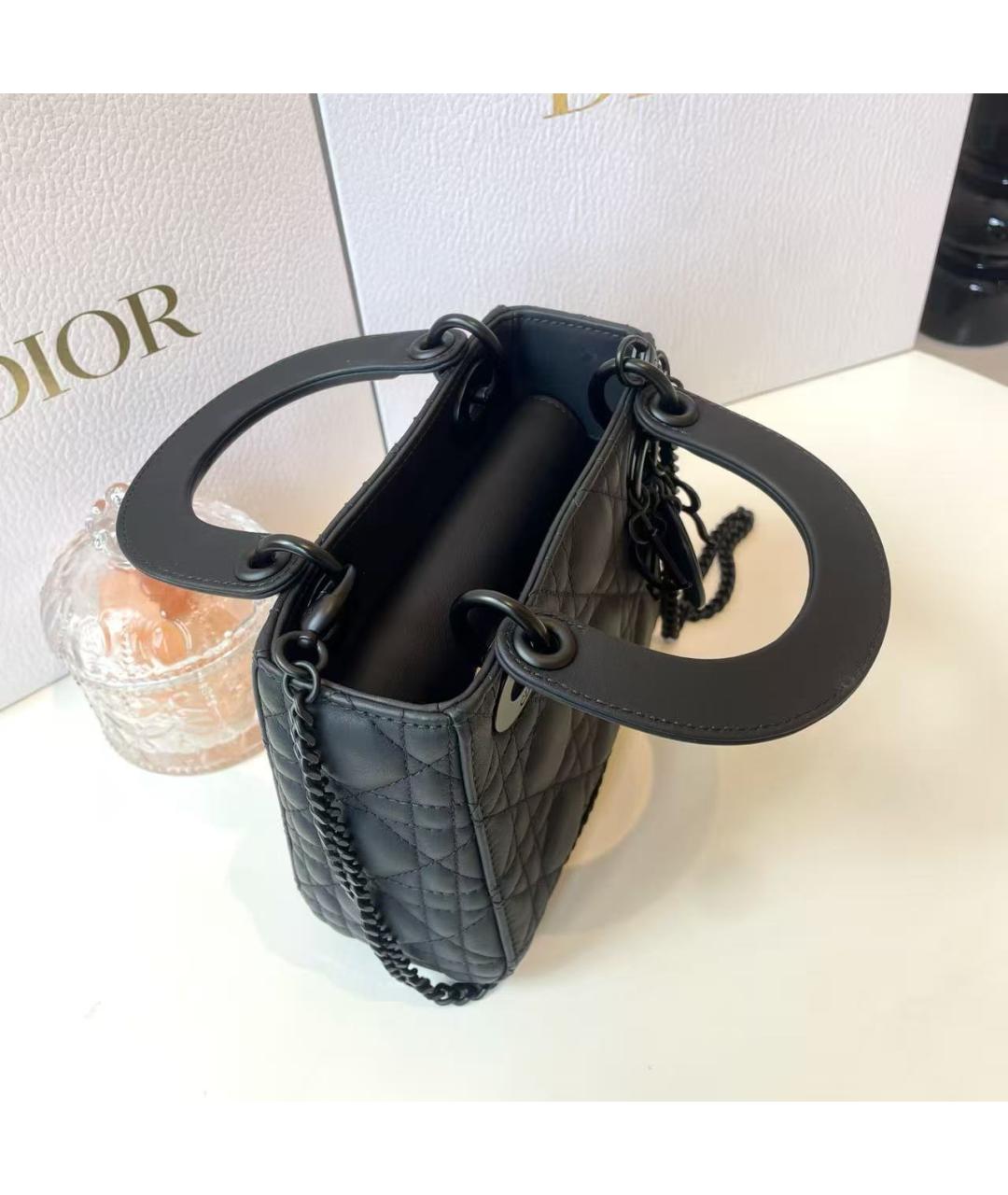 CHRISTIAN DIOR Черная кожаная сумка с короткими ручками, фото 4