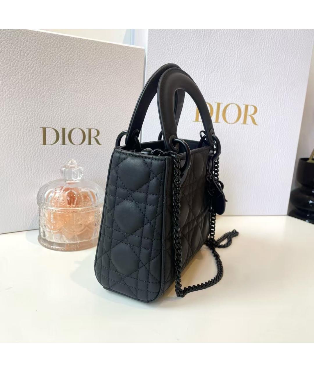 CHRISTIAN DIOR Черная кожаная сумка с короткими ручками, фото 3