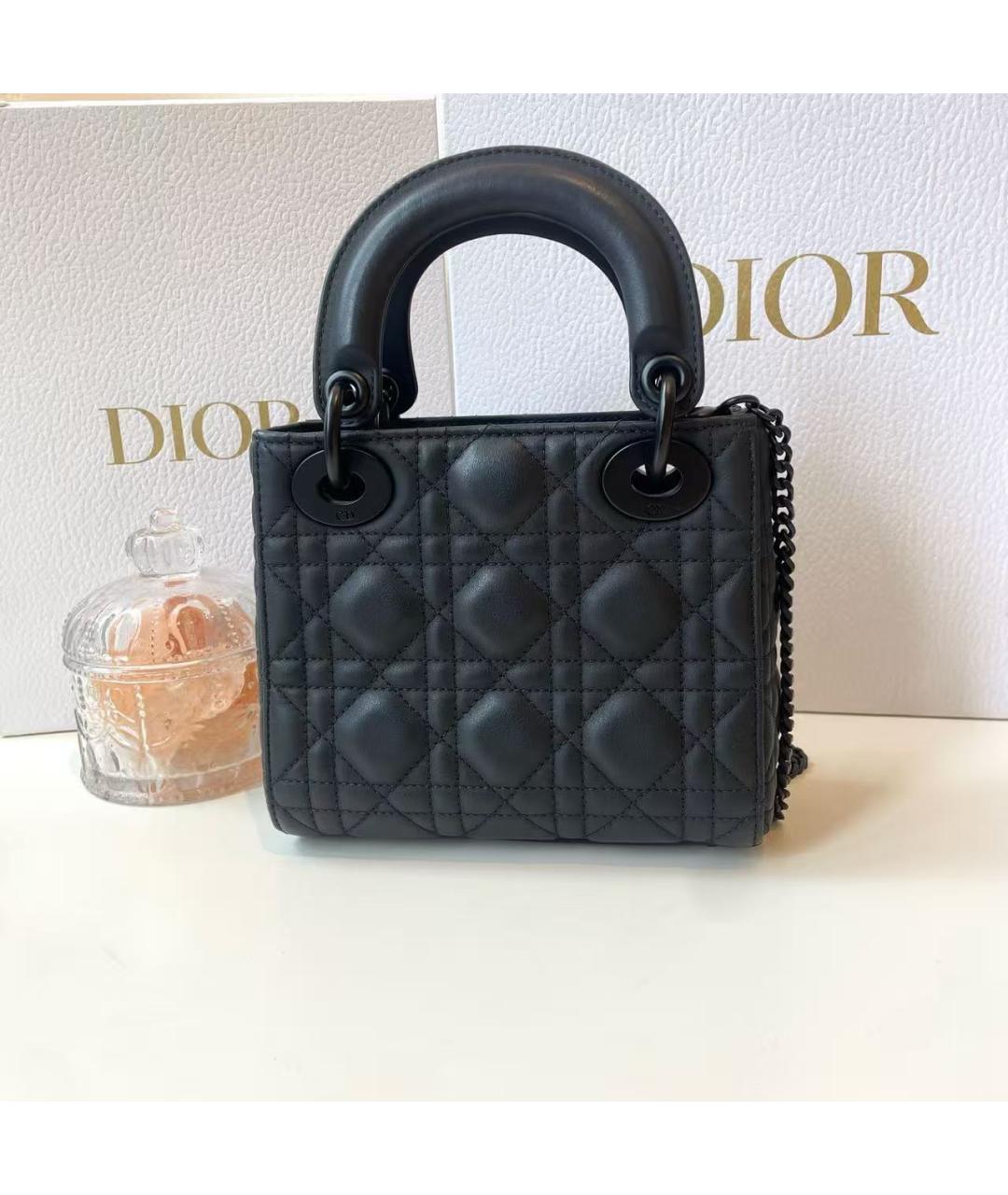 CHRISTIAN DIOR Черная кожаная сумка с короткими ручками, фото 2