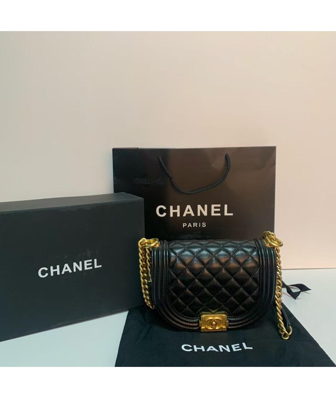 CHANEL Черная кожаная сумка через плечо, фото 6