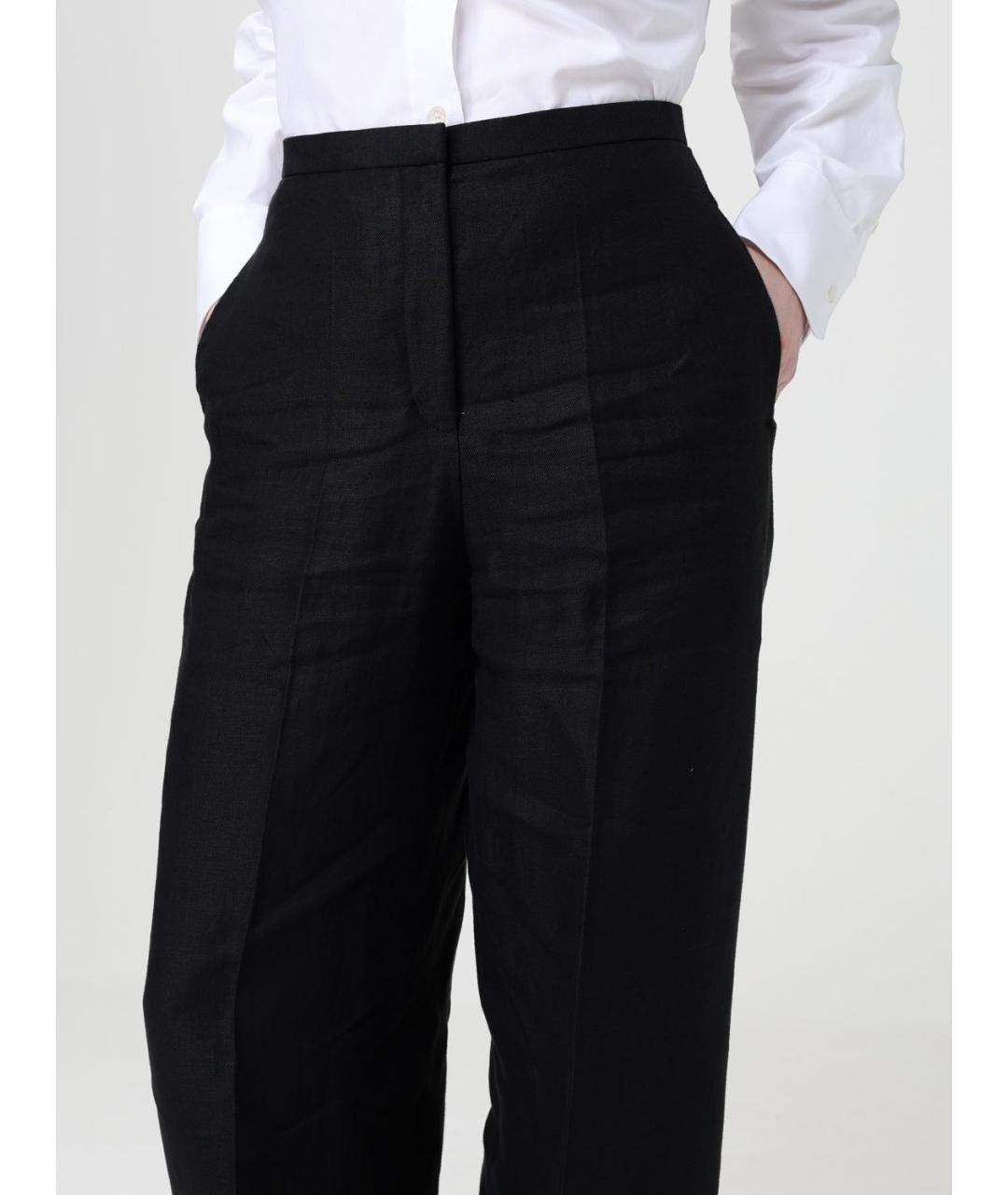 AGNONA Черные льняные брюки широкие, фото 4