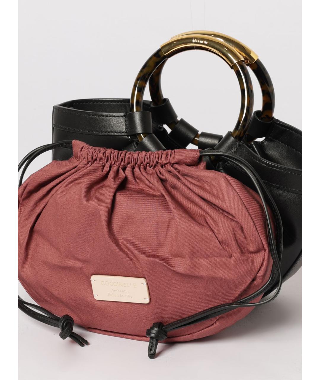 COCCINELLE Черная кожаная сумка с короткими ручками, фото 3