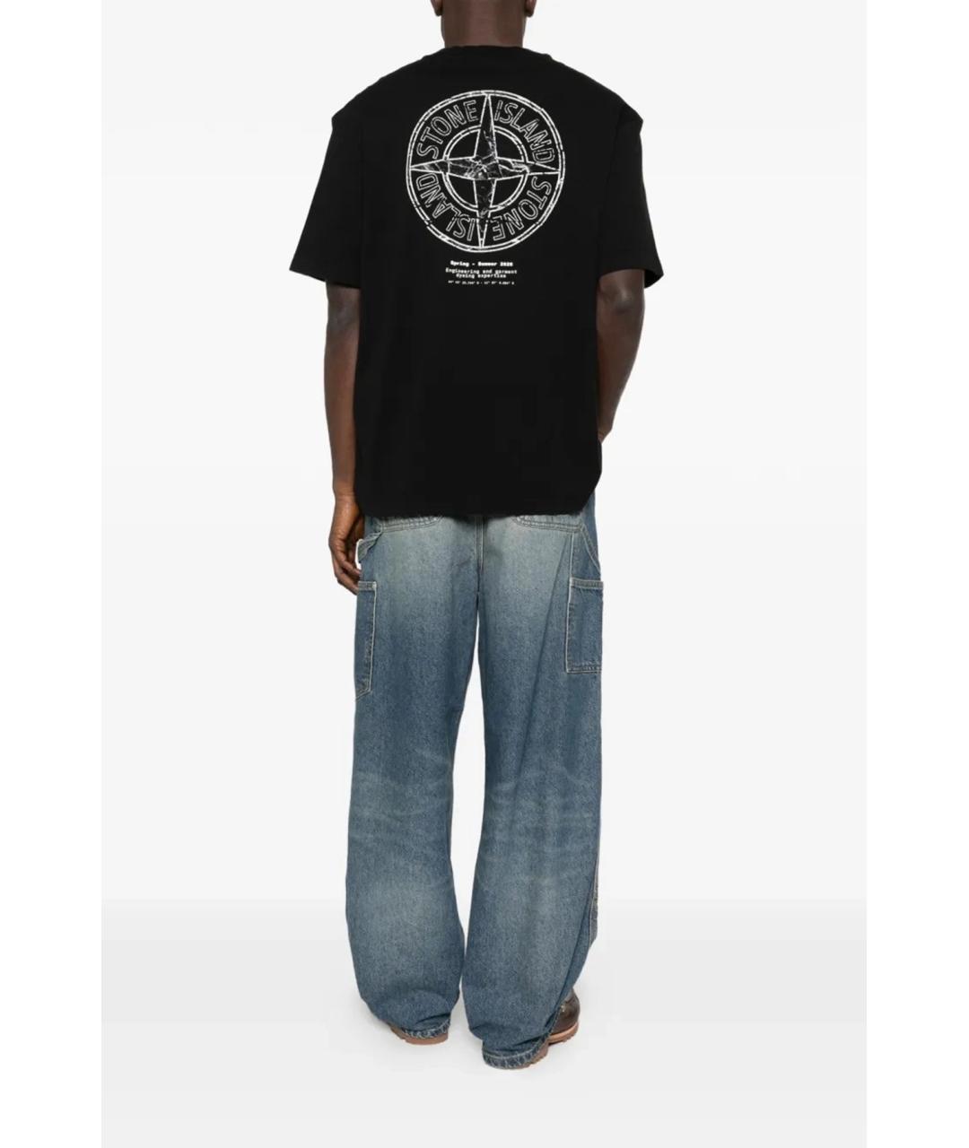STONE ISLAND Черная хлопковая футболка, фото 3