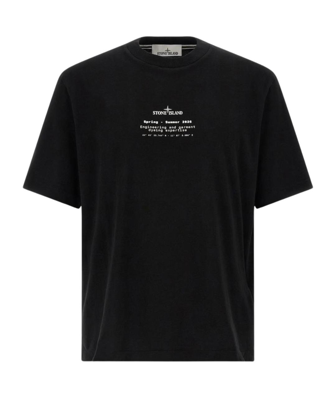 STONE ISLAND Черная хлопковая футболка, фото 1