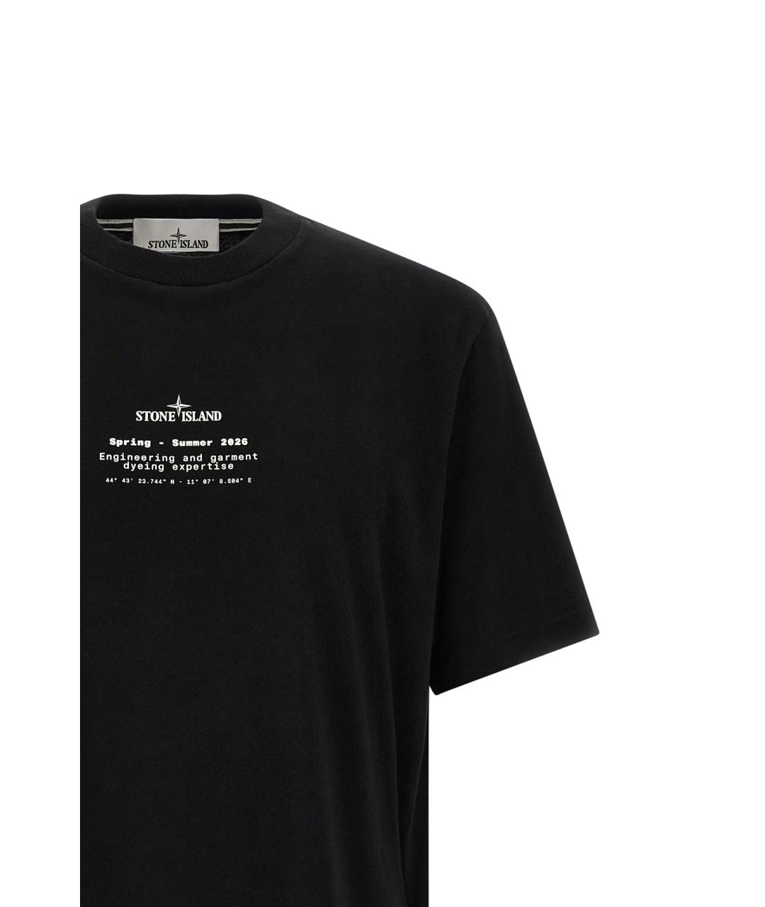 STONE ISLAND Черная хлопковая футболка, фото 2