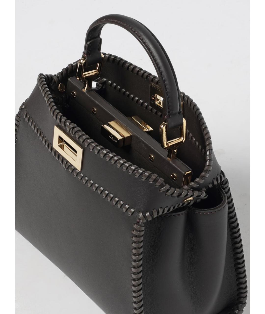 FENDI Черная кожаная сумка через плечо, фото 5