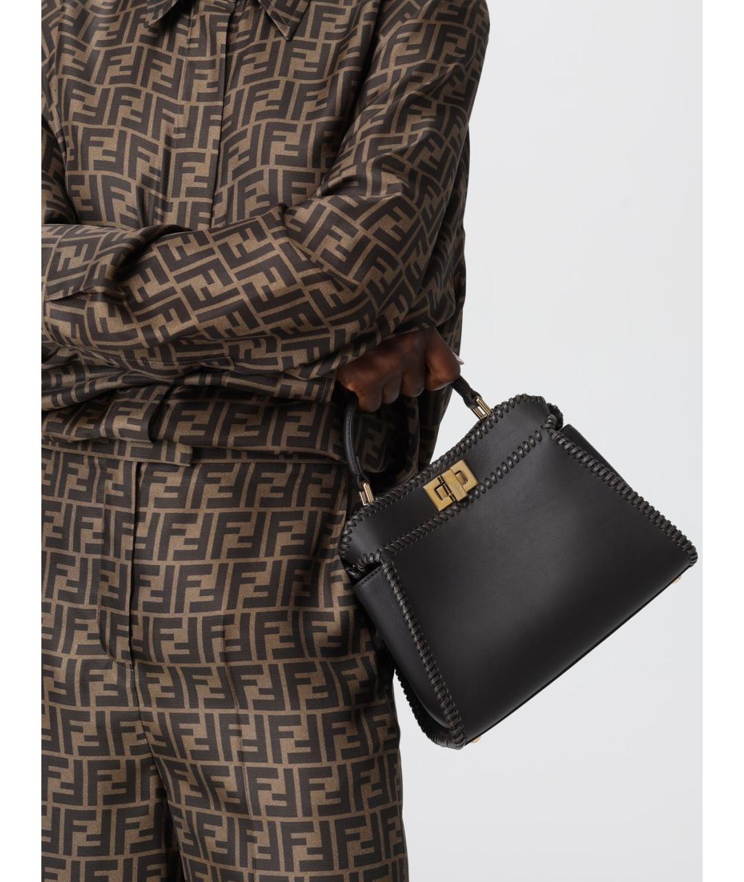 FENDI Черная кожаная сумка через плечо, фото 2