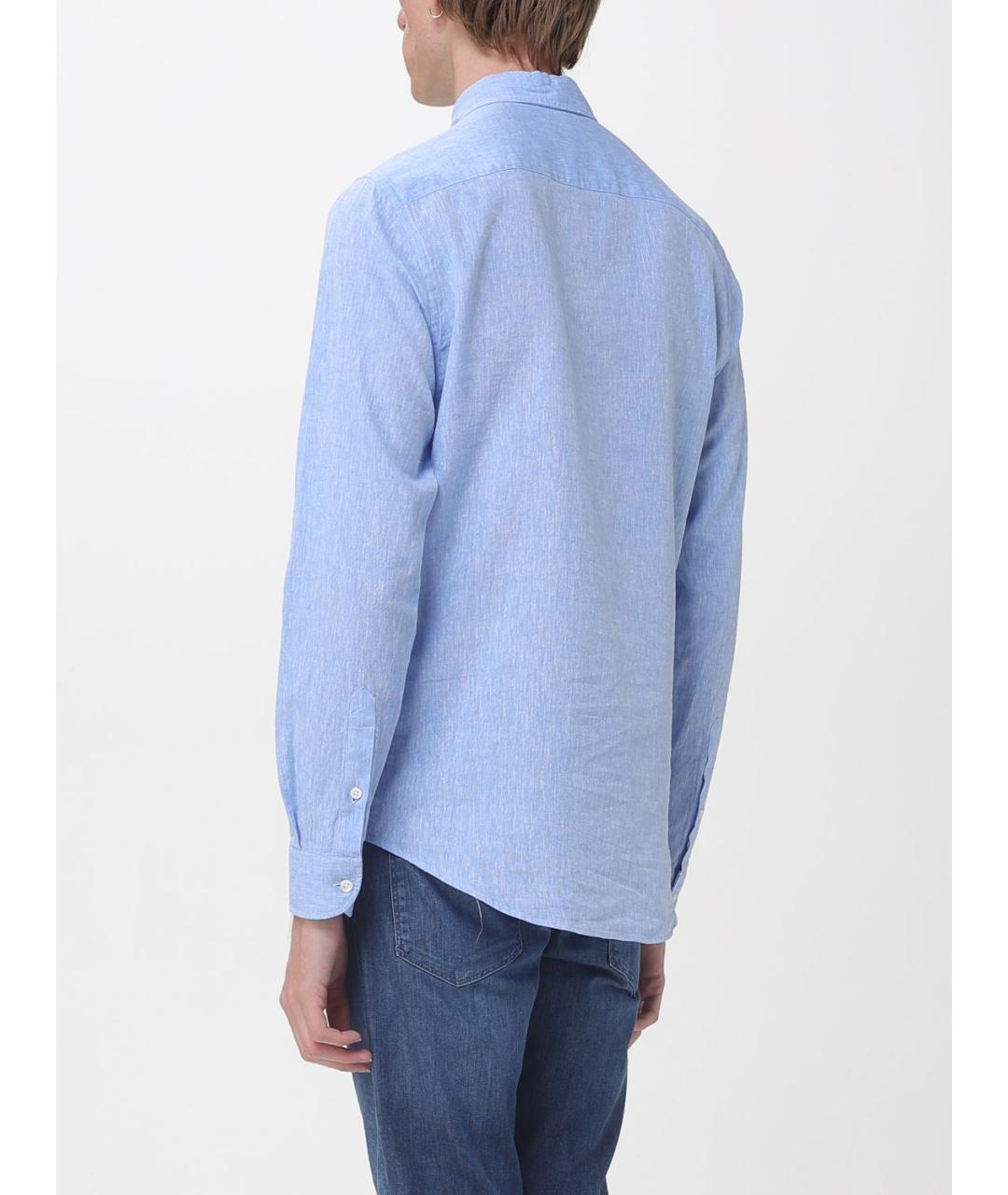 EMPORIO ARMANI Голубая хлопковая кэжуал рубашка, фото 3