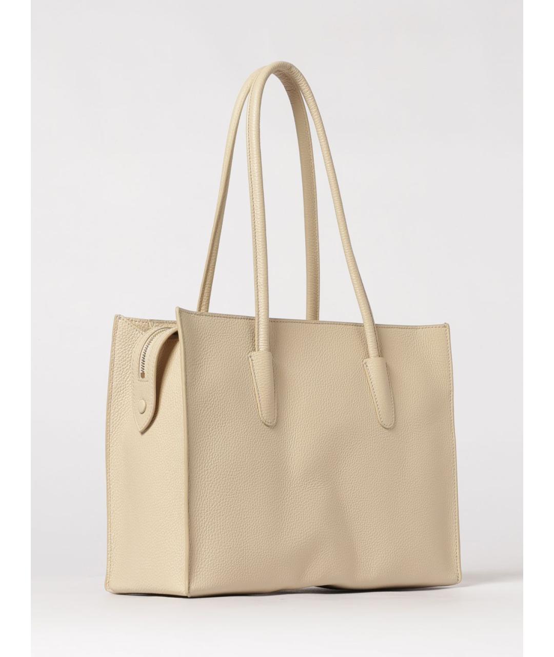 COCCINELLE Бежевая кожаная сумка с короткими ручками, фото 2