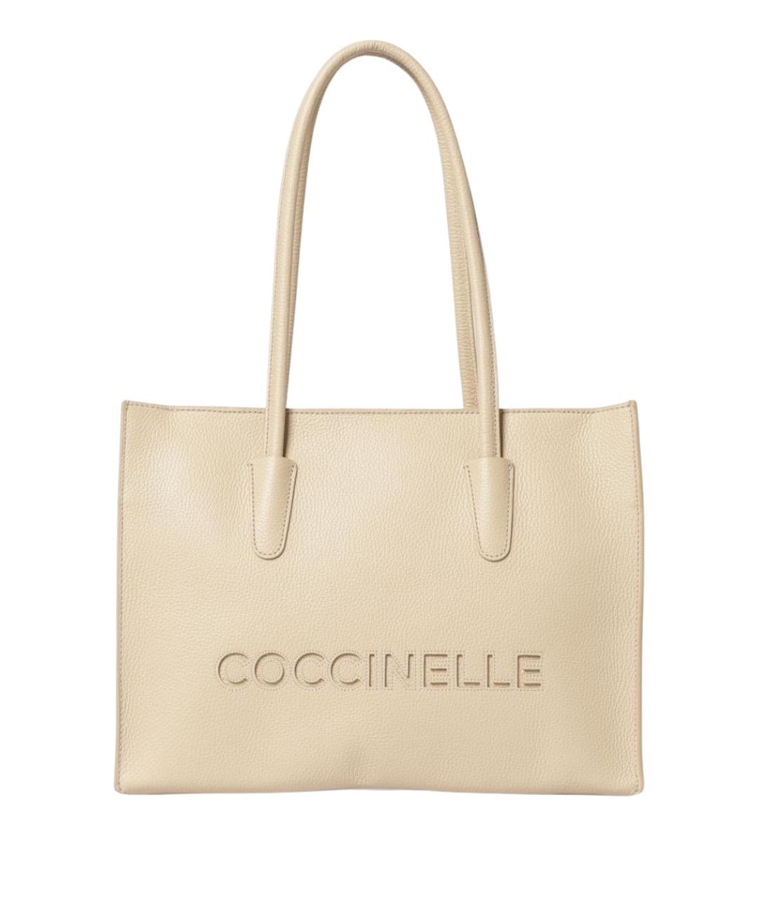 COCCINELLE Бежевая кожаная сумка с короткими ручками, фото 1