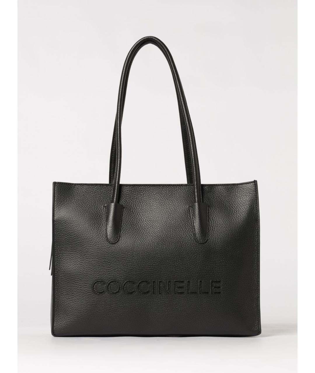 COCCINELLE Черная кожаная сумка с короткими ручками, фото 4