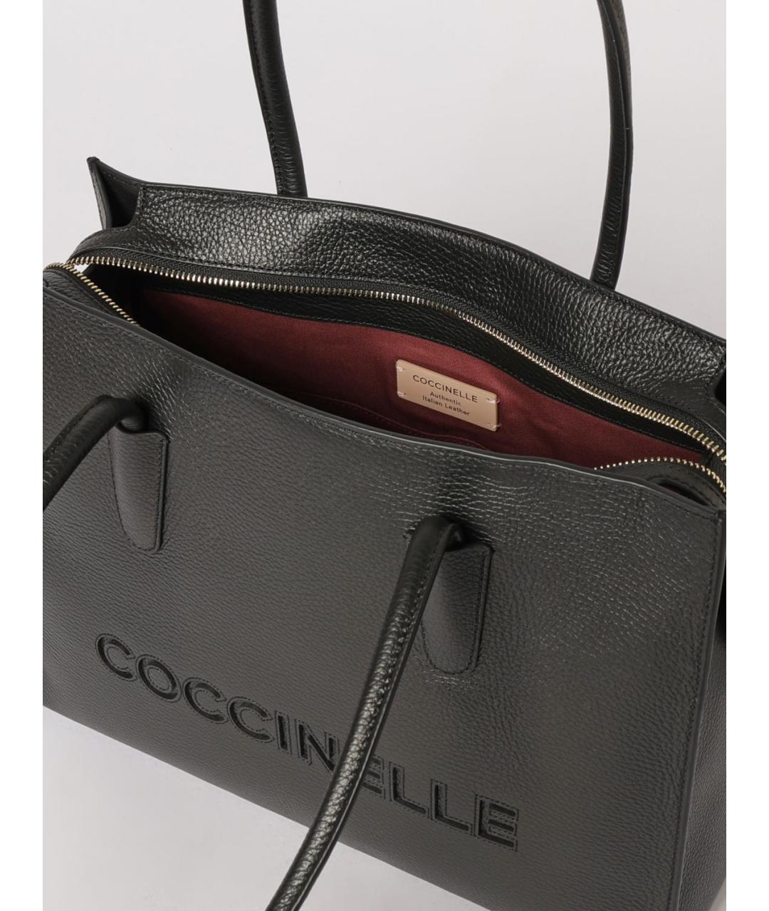 COCCINELLE Черная кожаная сумка с короткими ручками, фото 3