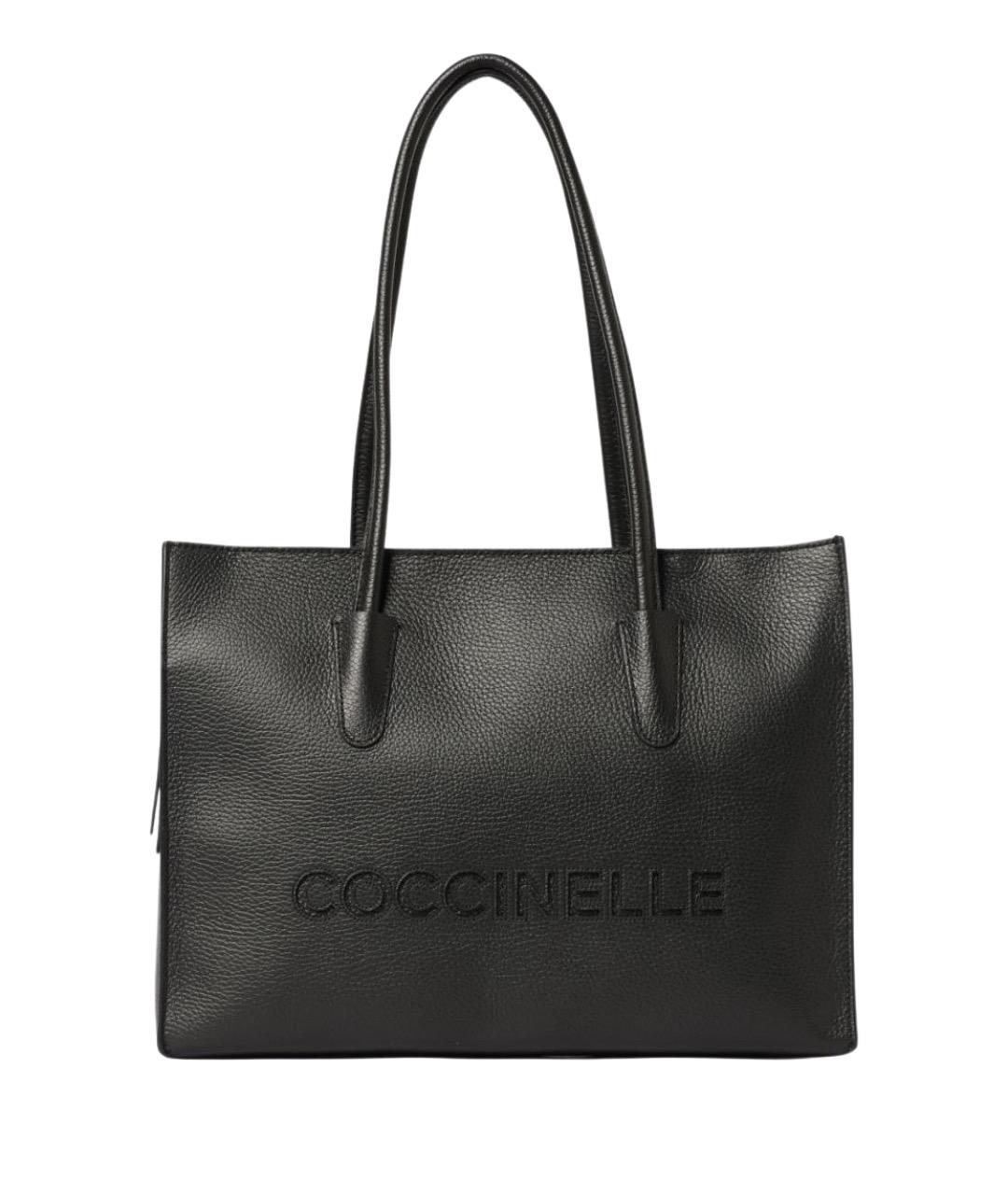 COCCINELLE Черная кожаная сумка с короткими ручками, фото 1