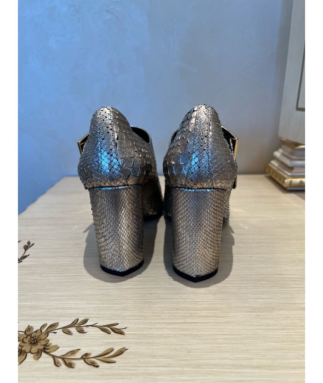 LANVIN Серебряные туфли из экзотической кожи, фото 3