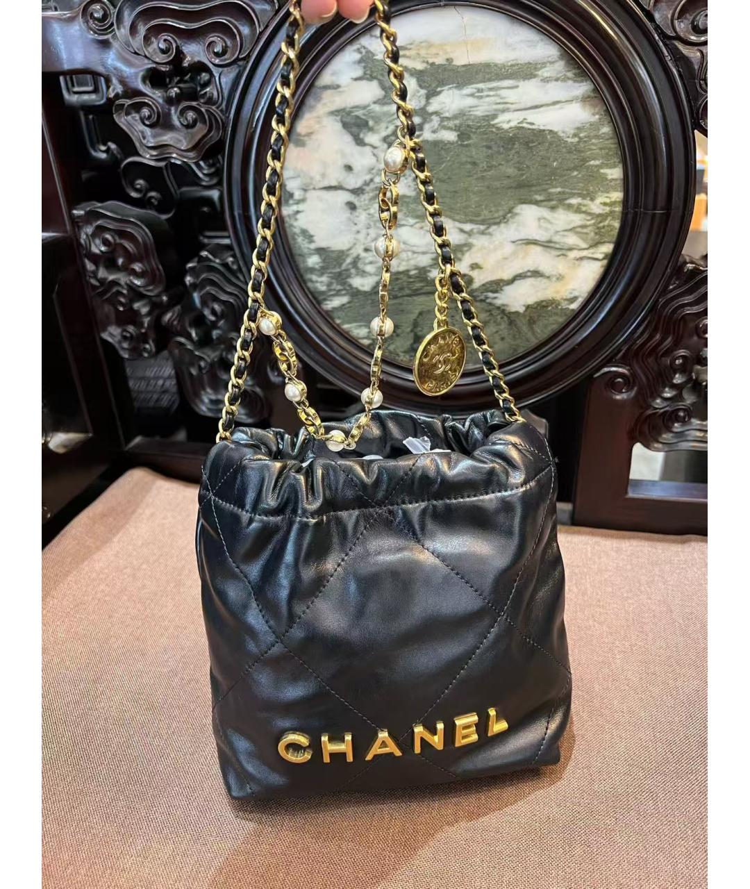 CHANEL Черная кожаная сумка через плечо, фото 6