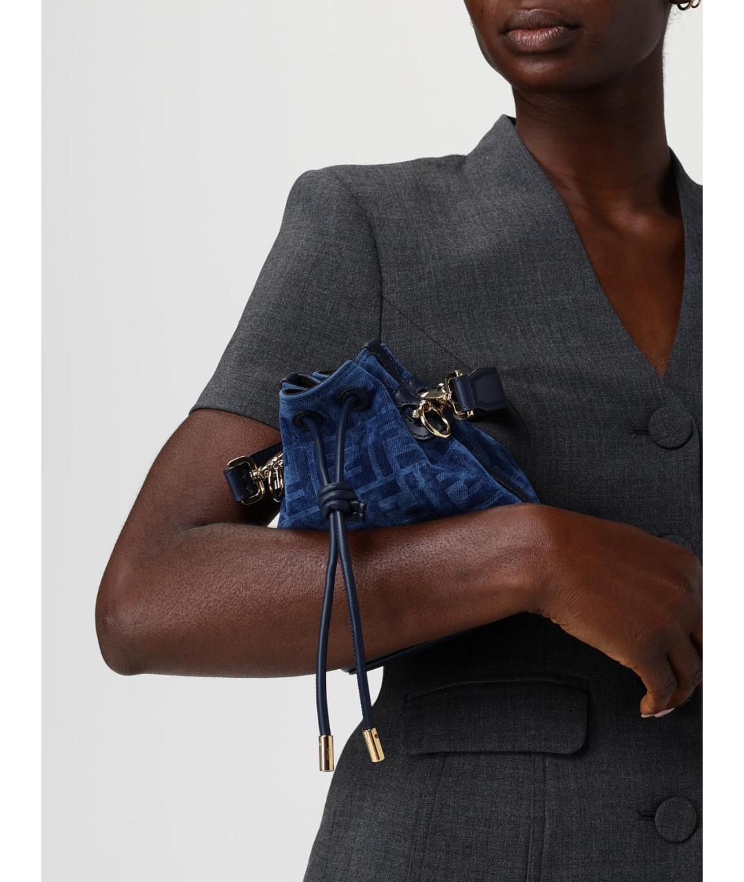 FENDI Синяя хлопковая сумка через плечо, фото 2