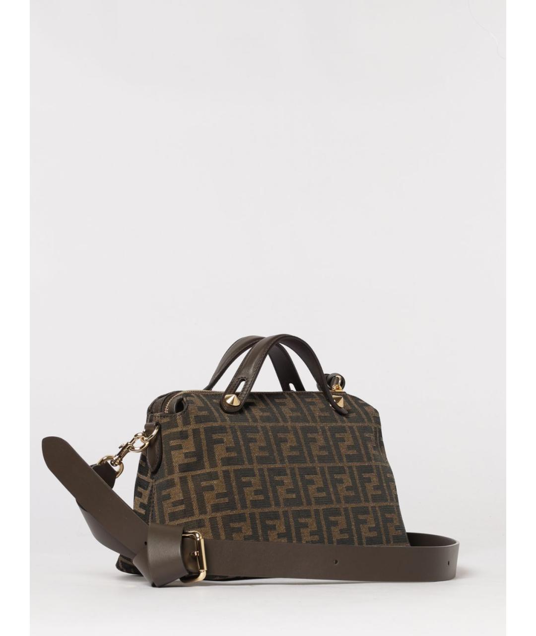 FENDI Коричневая жаккардовая сумка тоут, фото 3