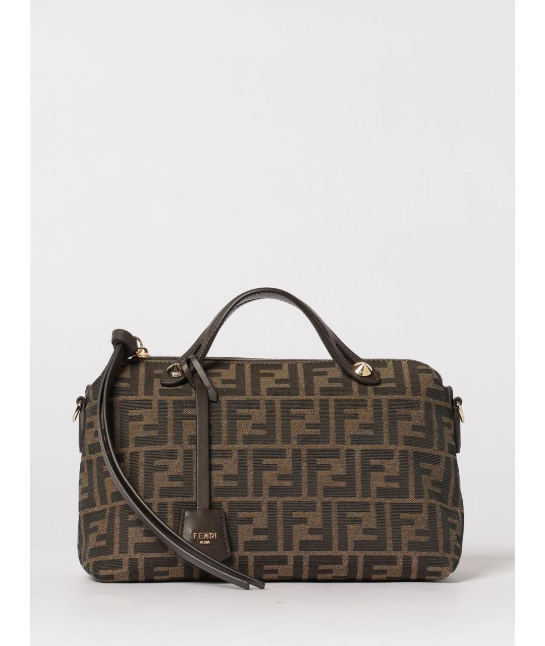 FENDI Коричневая жаккардовая сумка тоут, фото 6