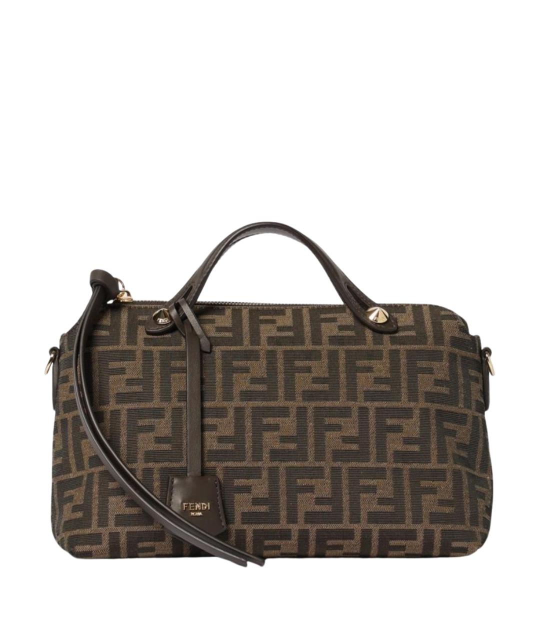 FENDI Коричневая жаккардовая сумка тоут, фото 1