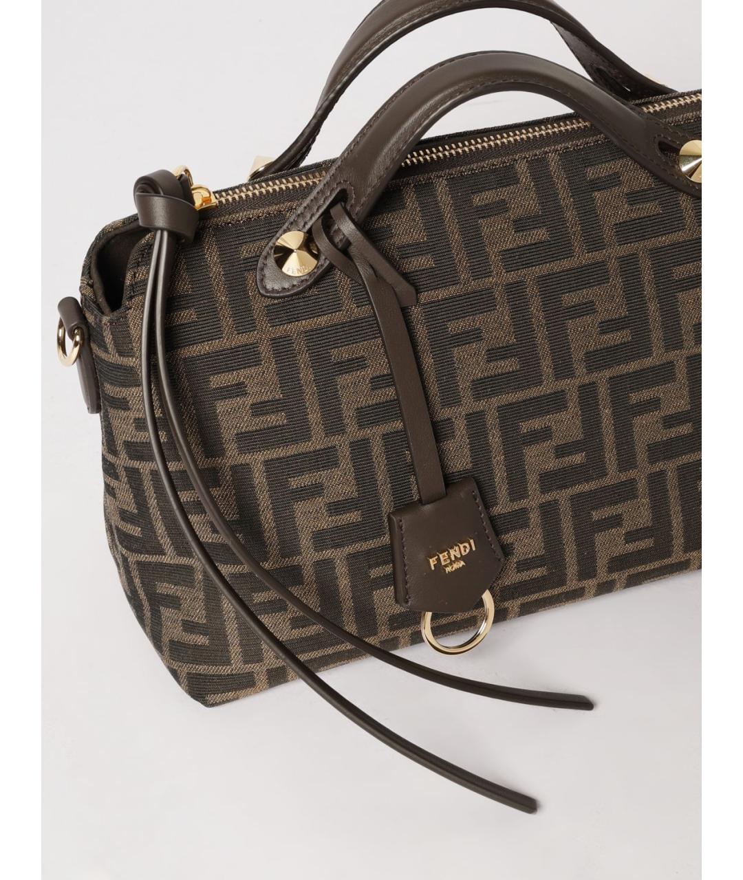FENDI Коричневая жаккардовая сумка тоут, фото 4