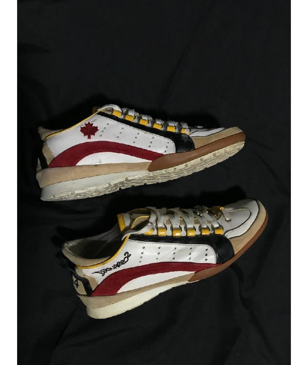 DSQUARED2 Белые кожаные низкие кроссовки / кеды, фото 10