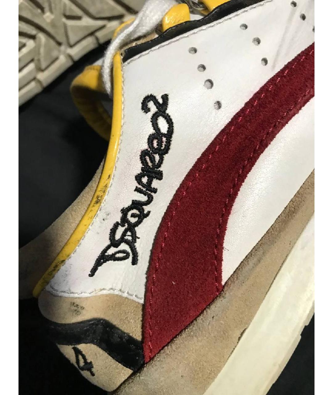 DSQUARED2 Белые кожаные низкие кроссовки / кеды, фото 5