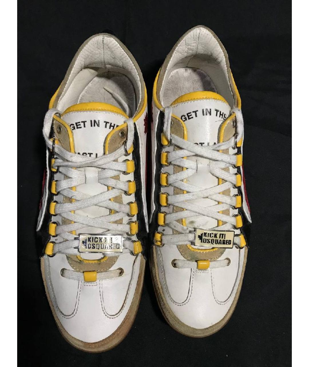 DSQUARED2 Белые кожаные низкие кроссовки / кеды, фото 2